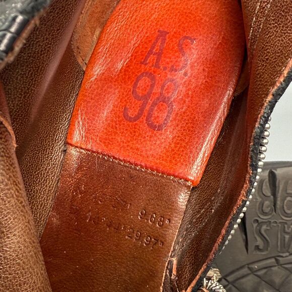 A.S.98 Airstep Womens 9.5 - 10 Metallic Gold Black Zip Bootie Boot Retro Vintage - Picture 11 of 12